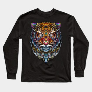 Tiger Face Viking Mandala Long Sleeve T-Shirt